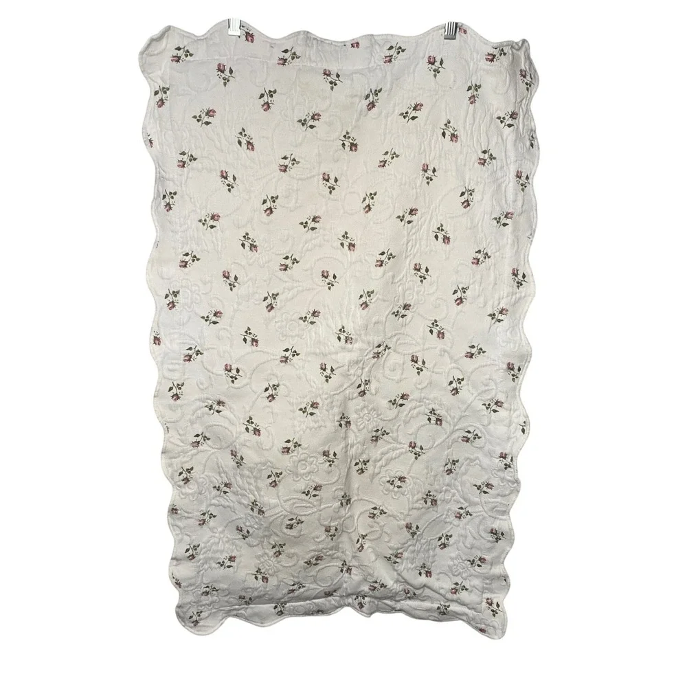 Colchass S Domingos Matelasse Quilted‎ King Sham 2-Piece Set Ivory Rose Scallop